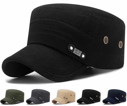 Initlove Cadet Army Cap for Men Unisex Military Flat Top Hat