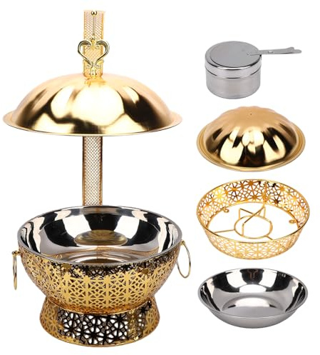 Brrnoo Set Scaldavivande da Buffet in Acciaio Inossidabile da 8 Litri, Scaldavivande Commerciali per Catering, Buffet, con Ganci per Coperchio e Gambe Staccabili, pe