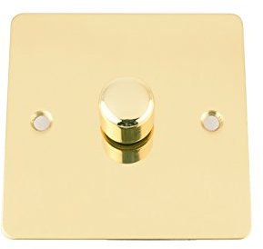 A5 10 Amp Light Dimmer Switch 1 Gang 2 Way 1000W - Flat - Polished Brass
