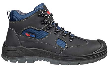FOOTGUARD Safe MID arbetssko säkerhetssko S3 SRC stålhätta penetrationsskydd halkfri män, Svartblå, 46 EU