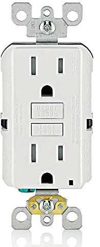 Leviton GFCI Outlet, 15 Amp, Self Test, Tamper-Resistant with LED Indicator Light, Protection from Electric Shock and Electrocution, GFTR1-W, White