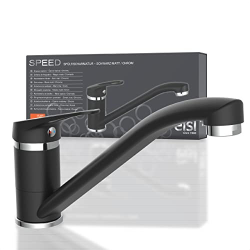 EISL SPEED NI182SCR-B Rubinetto lavello cucina, miscelatore cucina girevole a 360°, ideale per il doppio utilizzo con una sola mano, rubinetto cucina, nero/cromo