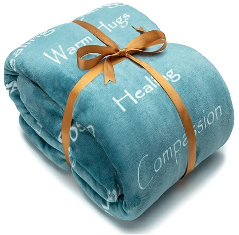 Chanasya Healing Warm Hugs Gift Throw Blanket - Sympathy Cancer Chemo Survivor Get Well Caring Gifts - Comfort Gift Blanket for Love Support Strength - Women Men Friend Grandpa - Turquoise