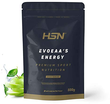 HSN Aminoácidos Esenciales en Polvo con Sabor y Cafeína Evoeaa's Energy | Manzana 500g | 9 Aminoácidos Esenciales (EAA's) en Forma Libre | No Contiene Dosificador | No-GMO, Vegano, Sin Gluten