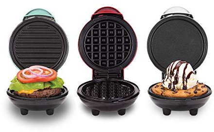 Dash Mini Maker Set - Customized Treat Maker - Supports Multi-Function Cooking - Easy Cleanup and User-Friendly Design - White, Aqua & Red - Waffle, Grill & Griddle Irons
