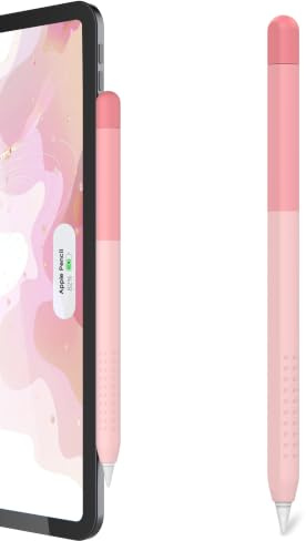 Delidigi Pencil Hülle Kompatibel mit Apple Pencil 2. Generation Hülle Case/Apple Pencil Pro(2024)/iPad Pro 11/12,9 Zoll, Farbverlauf Silikon Anti Rutsch Case Schutzhülle Zubehör (Rosa)