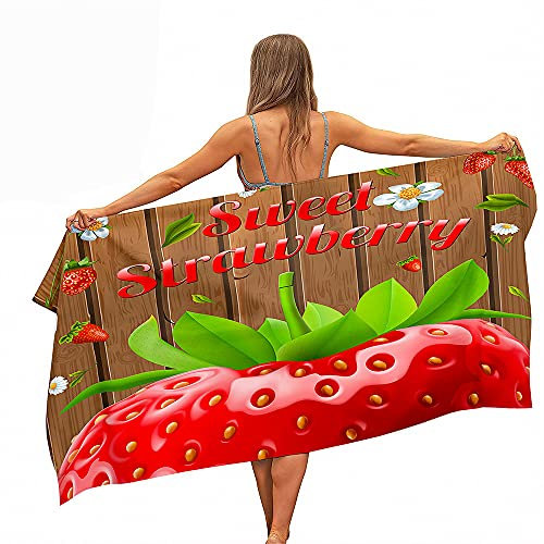 Größe Strandtuch Mikrofaser XL XXL Super Saugfähig Schnelltrocknend 3D Rosa Erdbeere Junge Sporthandtuch Schwimmen, Surfen, Yoga, Strandliegetuch (Farbe 2,150 x 200 cm)