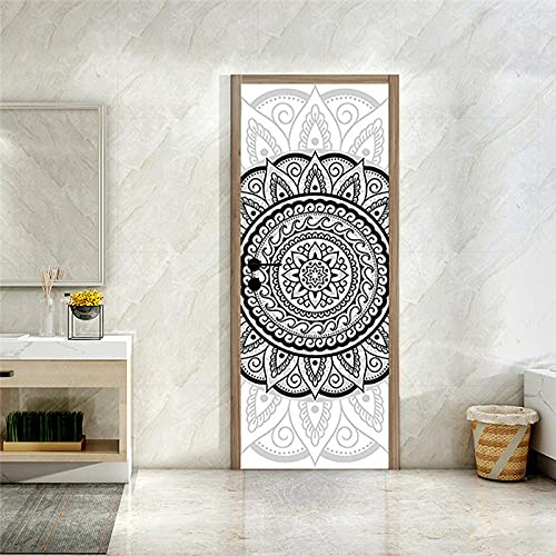 Türtapete Selbstklebend 3D 77X200 Böhmisches Mandala-Muster Türtapete Selbstklebend Türposter,Fototapete Selbstklebend 3D Pvc Türaufkleber Diy Türbild,Türfolie Poster Tapete