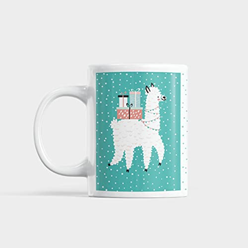 Gesar Tazza Natalizia da Colazione - Alpaca Verde - Animali - Motivo Natalizio - Idea Regalo di Natale - Compleanno - Buon Natale