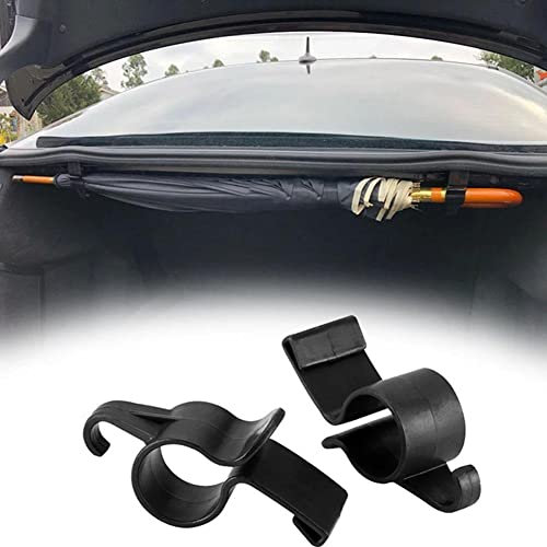 BGGGG 2 Pcs/set Boot Umbrella Holder, Car Rear Trunk Mounting Bracket, Car Boot Organiser for Umbrella Hanging Hooks, Automobile Trunk Organizer(black), One-size
