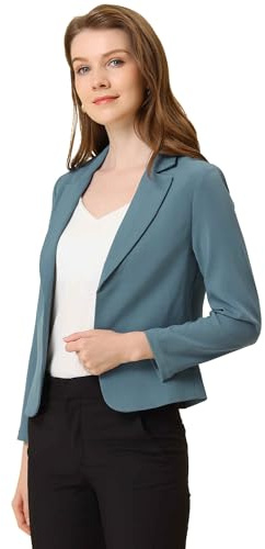 Allegra K Damkavaj med öppen front, lätt, somrig kort kavaj för kontor, arbete, avslappnad affärsstil, M