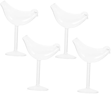 Operitacx 4Pcs Bird-Shaped Cocktail Glasses Set - Transparent Glass Goblets for Wine, Parties, Weddings, Home Bar, and Celebrations