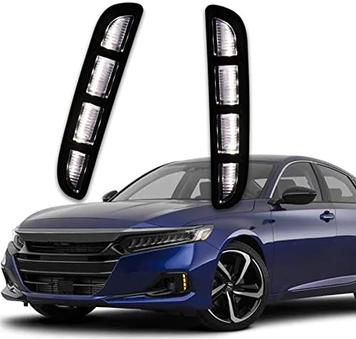 KEEGTBOX Switchback White/Amber/Blue DRL LED Front Fog Lamp Daytime Running Light Sequential Flash Turn Signal Feature Compatible with Honda Accord Sedan 2021 2022 2023 Accessories (Front Fog Light)