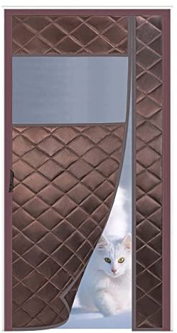 NINIANG Rideau Anti Froid Porte Magnétique Rideau de Porte Épaissir Thermique Isolation Phonique Anti Froide Coupe-Vent pour Couloirs Portes Patio Coffee 85 * 210cm