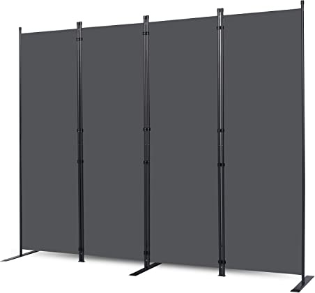 CHOSENM Wall Divider, 4 Panel Room dividers and Folding Privacy Screens with Wider Support Feet, 6 Ft Portable Privacy Screen for Room Separator, 88 W X 71 H, Grey