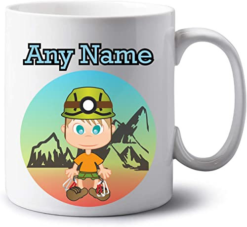 GOPERSONALISED Climbing Gifts for Men - Personalised Climbing Mug Jumbo 20oz Coffee Tea Cup - Novelty Birthday Christmas Sports Rock Climbing Gifts for Him (Blonde Hair)