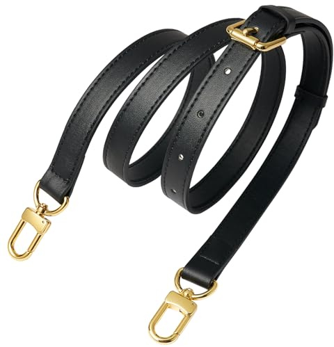 BMBMLV Vachetta Leder Riemen Verstellbarer Crossbody-Gurt für kleine Taschen Pochette Mini NM Eva Favorite PM MM Nano Speedy, Schwarz, Adjustable (41.7 - 50.3 inches)