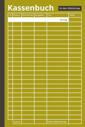 Kassenbuch: über 2000 Einnahmen und Ausgaben (DIN A5)| für Kleinunternehmer, Gastronomen, Vereine