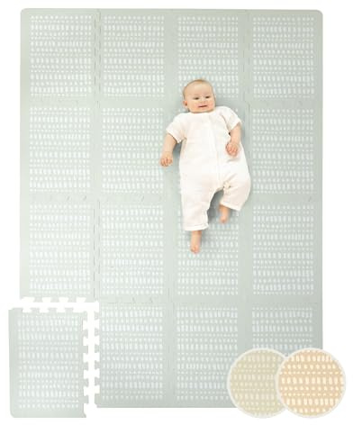 Hakuna Matte Stylische Puzzlematte Baby 1,7x1,2m Hygge Grau – 16 XL-Platten mit Kanten–Dicke & weiche Baby Spielmatte – schadstofffreie, geruchlose, Pflegeleichte Krabbelmatte–plastikfreie Verpackung