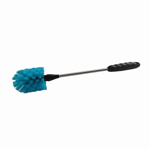 Soft Water Bottle Cleaning Brush with Long Handle, 15 inch Flexible Glassware Scrubbing Brush, Stainless Steel Baby Milk Bottles Cleaning Brush for Wine Glasses Jugs Coffee Mugs Sport Bottle (Blue)