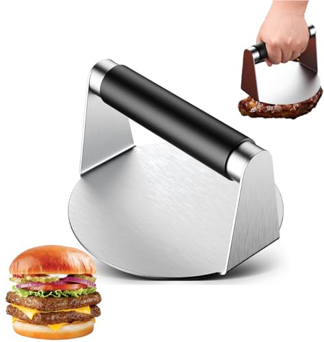 Ruayia Burgerpresse 5,5-Zoll, Burger Smasher burgerpresse Edelstahl Round Professionelles Burger Smash für Flat Top Grill, BBQ, Patties und Squeeze Grease - 5,5-Zoll