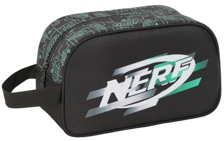 Safta NERF SPEL - Medelstor barnskolväska med handtag, barnväska, anpassningsbar till vagn, lätt att rengöra, bekväm och mångsidig, kvalitet och styrka, 26 x 12 x 15 cm, svart, M, tillfällig