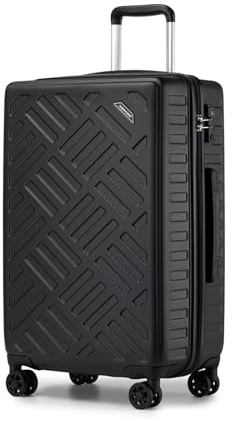Supercase 64,5cm Valigia Media Rigida Leggero da Trasportare Trolley Medio Rigido con Ruote e Serratura TSA,Nero