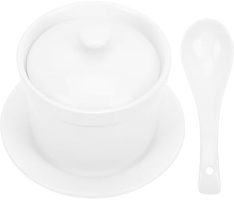 Cabilock Ciotola per Stufato in Ceramica Resistente al Calore con Coperchio, Set da 4 e 5 Pollici per Cucina Domestica e Ristorante, Utensili da Cucina Leggeri e Facili da Pulire