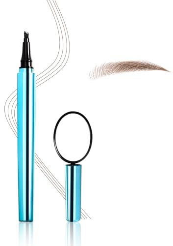 Boobeen Microblading Augenbrauenstift mit Spiegel, wasserfester flüssiger Brauenstift, 4-Gabel-Spitze für natürlich haarähnliche Brauen, langanhaltendes Makeup-Set