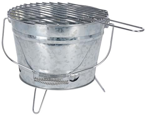 Mojawo BBQ Outdoor Picknickgrill Grilleimer Feuereimer Minigrill tragbar Ø27xH22cm mobiler Grill mit Grillrost