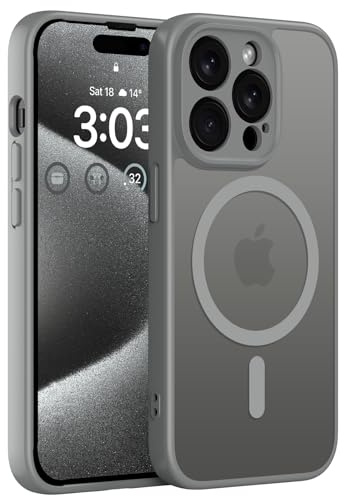 ORDA für iPhone 14 Pro Max Hülle, Kompatibel mit MagSafe, Grau | Vollständiger Kameraschutz, Stoßfest Kratzfest Haltbarkeit, Transluzente Rückseite, Matt Magnetische Handyhülle