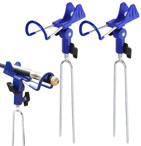 2 Stück Rutenhalter, Angelrutenhalter Edelstahl Angelständer 360° Verstellbar Rutenhalter Angel Angelzubehör, Tragbar Stabil Rutenablage Halterung für Angelruten Halter
