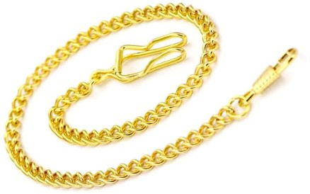 BOSHIYA Taschenuhr Kette 14 inch T Bar Albert Westenkette mit Karabiner Überzug Cowboy Kette für Herren Silber/Gold