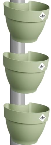 elho Vibia Campana Fallrohrpflanzgefäss 3er Set - Pistazien Grün | L 19.1 x B 19.1 x H 23.5 cm | 3 Artikel Enthalten | 100% recyceltes Plastik
