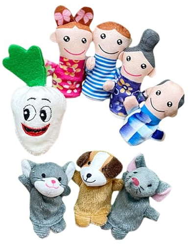 Fingerpuppen-Set für Kindergeschichten, 8-teilig, pädagogisches Bauernhof für Geschichten und Lernen, pädagogische Hilfe zur Förderung der Fantasie kleiner Kinder