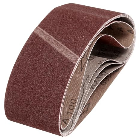 QUARKZMAN 64mm x 356mm Nastri Abrasivi, 5Pz 100 Grana Carta Vetrata per Levigatrice Ossido di Allumina Per Lavorazione Legno, Lucidatura Metalli, Affilatura Coltelli