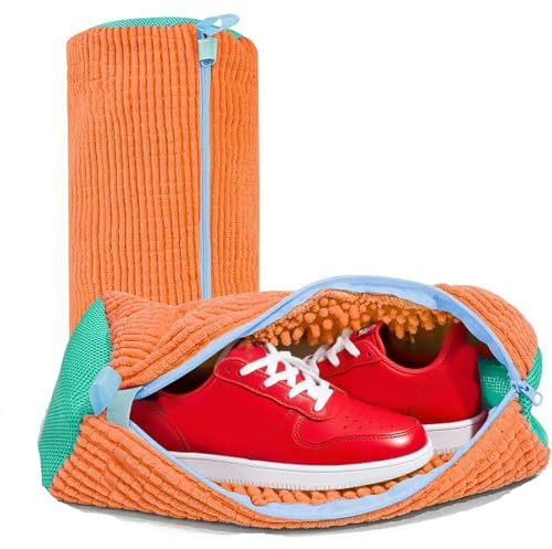 2 Stück XXL Schuhwaschbeutel Waschmaschine, Schuhbeutel Waschmaschine,Reusable Wäschesack Schuhe waschen beutel Sneaker für Schuhschutz Turnschuhe,Tennisschuhe- Orange Shoe Washing Machine Bag