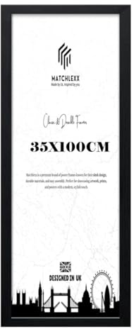MatchLexx® Modern Black Finish HD Clear Perspex | Poster Picture Frame (35 x 100 CM) - 39 x 13 Inch | 350 x 1000 mm Frames Puzzle Frames Portrait/Landscape Display Rectangle 100 X 35cm