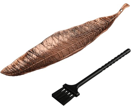 1 Set Quemador de Incienso, Quemador de Incienso Estilo Zen con Cepillo de Limpieza, Aleación Porta Incienso Incensario Decorativo para Aromaterapia Meditación Yoga y Relajación