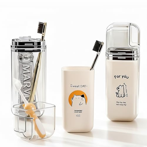 2 Stück Reise Zahnbürste Etui, 3-in-1 Multifunktions Zahnbürsten Etui, Tragbare Zahnbürstenbox, Ideal für Familienurlaube, Campingausflüge, Geschäftsreisen und den täglichen Gebrauch
