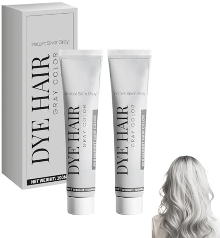 Gray Hair Dye - Graue Haarfarbe & Silberne Tönung für Damen, Intensive Haarpflege gegen Gelbstich, Creme für Silbergraue Haare, Permanente Coloration & Glanz Booster (2PC, 200ml)