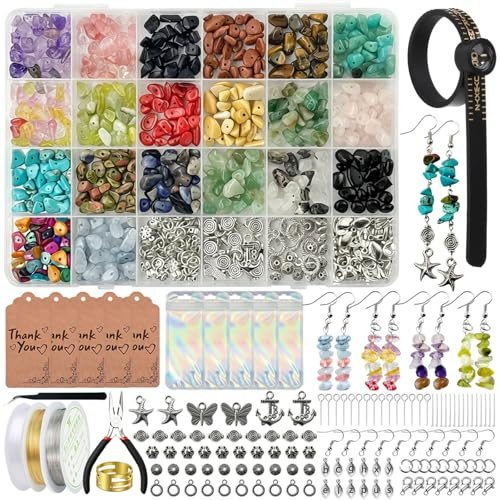 Lumirelle Schmuckherstellungszubehör-Set: 1200 Stück Kristallperlen für Erwachsene, DIY-Armbänder und Ohrringe, komplettes Bastelwerkzeug-Set für Frauen, Hobbyisten zu Hause