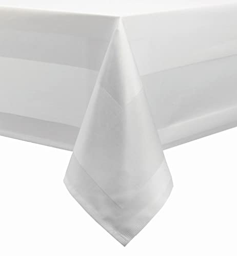 Damast Tischdecke weiß - 130 x 220 cm - bei 95°C waschbar