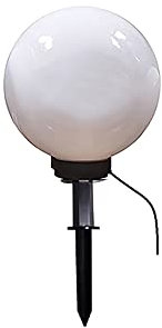 Außen-Garten-Leuchte, Kugellampe MARLON D:20cm, Kugel Kunststoff weiß, mit Erdspieß E27, Spritzwasserschutz IP44, Dekorationsleuchte Rasenbeleuchtung Außengelände Eingangsbereich Gruppenbeleuchtung
