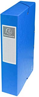 Exacompta - Ref 50602E - 1 arkivlåda med elastiska band Exabox i blank kartong 600g/m2 rygg 6 cm mått 25 x 33 cm för A4-dokument färg blå levereras monterad