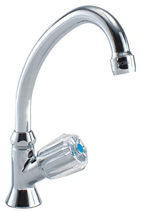 AquaSu Stand-Schwenkventil Standard Plus Kaltwasserhahn mit schwenkbarem Auslauf Einhebelmischer für Kaltwasser Armatur mit 135 mm Ausladung Kaltwasserventil Messing Chrom 76916 7