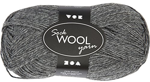 Lana per calze, L: 200 m, grigio scuro, 50g