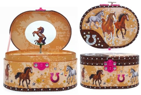 Hot Focus Dashing Horse Oval Shaped Musical Jewelry Box