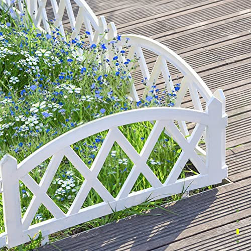 Sungmor Garden Picket Fence, Plastic White Edging, Grass Lawn Flower Beds Plant Borders,Decorative Outdoor Landscape Path Panels,Pack of 4 (Overall Length 94.5 Inch), Lightweight & Easy Installation