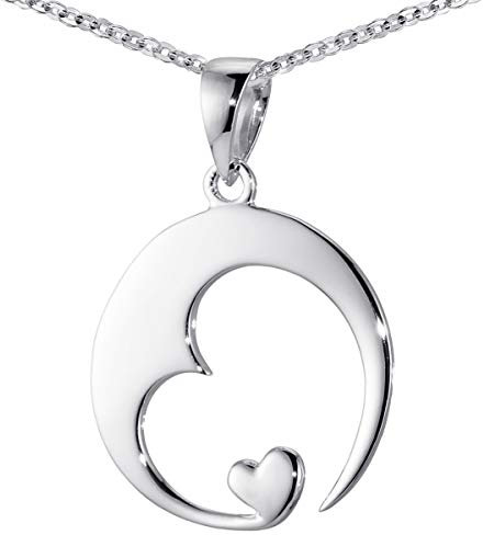 Materia Damen Herz-Anhänger Silber 925 rhodiniert Schmuck Liebe mit Halskette 50 cm inkl. Geschenk-Box #KA-16-K30-50cm